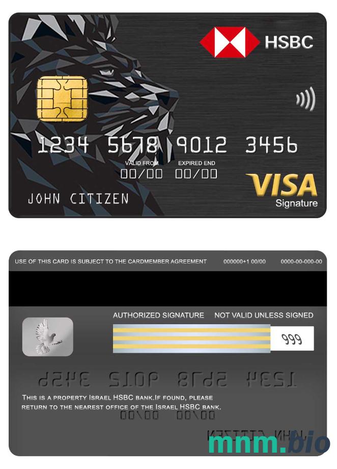 Israel HSBC Bank visa podpis karta